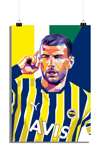 25 Artstreet Edin Džeko Poster | Fußball Star | Edin Džeko Kunst | Fenerbahçe Poster | Sport Wanddekoration | Fußball Sensation | Perfekt zum Einrahmen (Size 61x91) von 25 Artstreet