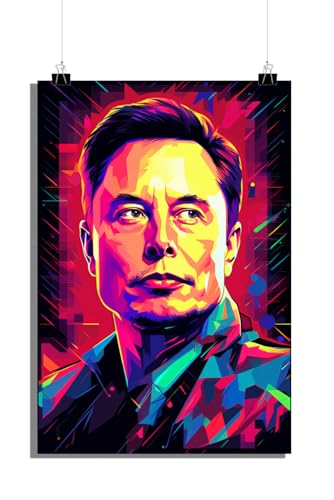 25 Artstreet Elon Musk Poster | Tech-Visionär | Tesla Poster | Dogecoin | Pop-Art-Porträt | Unternehmerische Ikone | Popkultur-Wanddekoration (Size 51x71) von 25 Artstreet