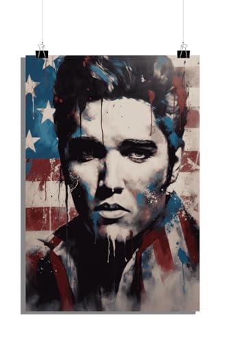 25 Artstreet Elvis Poster | Rock and Roll Legende | Elvis Presley Kunst | Wanddekoration | Patriotische Ikone | Elvis Porträt | Amerikanischer Stolz | Perfekt zum Einrahmen (Size 51x71) von 25 Artstreet