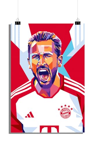 25 Artstreet Harry Kane Poster - Fußballikone Poster - Bayern München Poster - Sport Poster - Hochwertiges Poster - Perfekt zum Einrahmen (Size 61x91) von 25 Artstreet