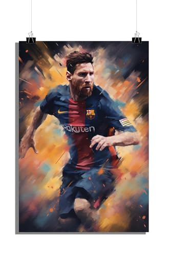 25 Artstreet Lionel Messiposter | Fc Barcelona | Fußball-Superstar | Messi-Kunst | Sportsymbol | Fußball-Wand-Dekor | Fußball-Action-Aufnahme (50x70) von 25 Artstreet