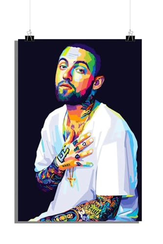 25 Artstreet Mac Millerposter | Hip Hop Genie | Mac Miller Kunst | Wanddekoration | Mac Miller Porträt | Hip Hop Denkmal | Perfekt zum Einrahmen (50x70) von 25 Artstreet