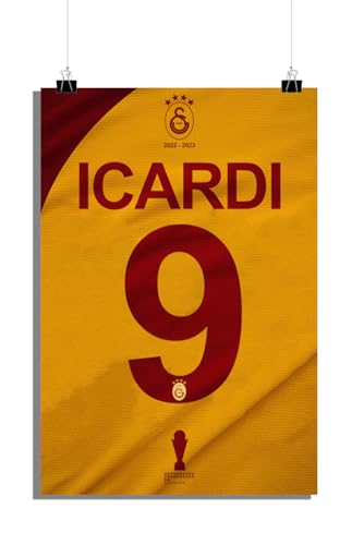 25 Artstreet Mauro Icardi | Trikot Nummer 9 Poster | Galatasaray | Fußballstar | Nummer 9 Kunst | Fußball-Ikone | Sport-Wand-Dekor | Icardi-Erinnerungsstücke (Size 61x91) von 25 Artstreet