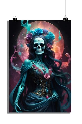 25 Artstreet Mond Santa Muerteposter - Mystisches Totenkopf-Heiligtum im Mondschein - Hochwertiger Druck - Perfekt zum Einrahmen (50x70) von 25 Artstreet