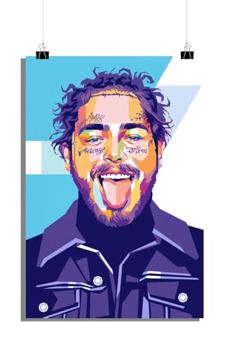 25 Artstreet Post Malone Poster | Musiksensation | Malone Kunst | Pop Art Porträt | Promi Wanddekoration | Popkultur Ikone | Musikplakat | Perfekt zum Einrahmen (Size 51x71) von 25 Artstreet