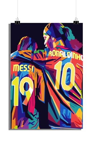 25 Artstreet Ronaldinho Messi Poster | Fußballlegenden | Ronaldinho und Messi Kunst | Fußball-Ikonen | FC Barcelona | Sport-Wand-Dekor | Fußball-Superstars (Size 51x71) von 25 Artstreet