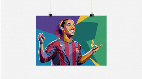 25 Artstreet Ronaldinho Poster | Fußball-Zauberer-Poster | Ronaldinho-Kunst | Fc Barcelona | Pop-Art-Porträt | Fußball-Ikone | Sport-Wand-Dekor (Size 91x61) von 25 Artstreet