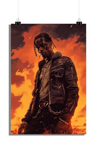 25 Artstreet Travis Scott Poster | Feuer | Hip-Hop-Sensation | Flammenerfüllte ästhetische Kunst | Rappers Wanddekoration | Heiße Musikkunstwerke (Size 61x91) von 25 Artstreet