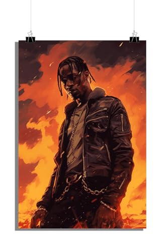 25 Artstreet Travis Scottposter | Feuer | Hip-Hop-Sensation | Flammenerfüllte ästhetische Kunst | Rappers Wanddekoration | Heiße Musikkunstwerke (50x70) von 25 Artstreet