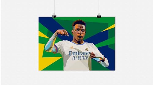 25 Artstreet Vini Jr Poster | Real Madrid | Bunte WPAP-Kunst | Fußballstar-Portrait | Fußball-Sensation | Sport-Wand-Dekor | Fußballkunst (Size 71x51) von 25 Artstreet