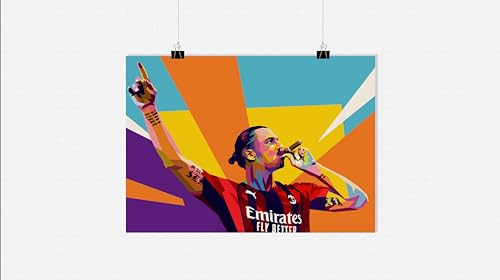 25 Artstreet Zlatan Poster | Zigarren Poster | Porträt einer Fußballlegende | Zlatan Ibrahimović Poster | Fußball-Ikone | AC Milan | Sport-Wand-Dekor (Size 91x61) von 25 Artstreet