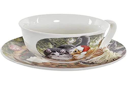 Dkd Home Decor Tasse mit Untertasse, Tiere, Porzellan (250 ml) (16 x 16 x 9 cm) von HOME DECOR
