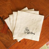Handgefertigte Leinen Cocktail Servietten, Individuell Bestickt - 4Er Set Handgefertigte Leinen Cocktail Servietten, Individuell Bestickt - 4Er Set von 25thandmag