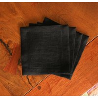 Handgemachte Leinen Cocktail Servietten - Schwarz, 4Er Set Handgemachte Leinen Cocktail Servietten - Schwarz, 4Er Set von 25thandmag