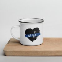 Polizei Frau Dünne Blaue Linie Personalisierte Emaille Becher von 2Asterisk