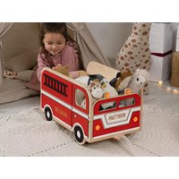 Holzspielzeugkiste Für Kinder, Personalisierte Feuerwehrauto-Spielzeugaufbewahrung Mit Rädern, Kinderzimmermöbel, Geburtstagsgeschenk 1-Jähriges Holzspielzeugkiste Für Kinder, Personalisierte Feuerwehrauto-Spielzeugaufbewahrung Mit Rädern, Kinderzimmermöbel, Geburtstagsgeschenk 1-Jähriges von 2BWoodKids