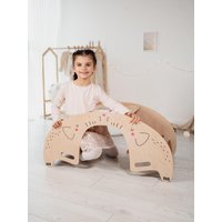 Kinder Holz Tisch Und Stuhl Set Mit Personalisierung, Wippe Tisch, Einzigartiger Indoor Bogen Rocker, Großer Kletterbogen Mit Sitz von 2BWoodKids