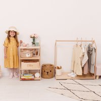 Kindermöbel, Montessori-Kleiderständer Mit Kleiderbügeln, Personalisiertes Spielzeugregal, Anziehaufbewahrung Für Mädchen, Kinderzimmerregale Kinder von 2BWoodKids