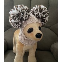 Handgestrickte Hundemütze Mit Bommeln Winter Haustier Hoodie von 2CROWNS