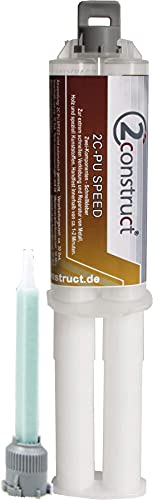 2Construct 2K PUR Speed Industriekleber Kunststoffkleber, 25g, 1min, Spritze mit 1 Mischdüse von 2Construct