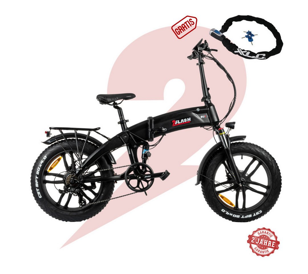 2FLASH E-Bike 2Flash BU1 Foldable E-Bike, 20 Zoll, Klapprad, (576Wh), 7 Gang, Kettenschaltung, Heckmotor, 576,00 Wh Akku, (1 tlg), klappbar, StVZO von 2FLASH