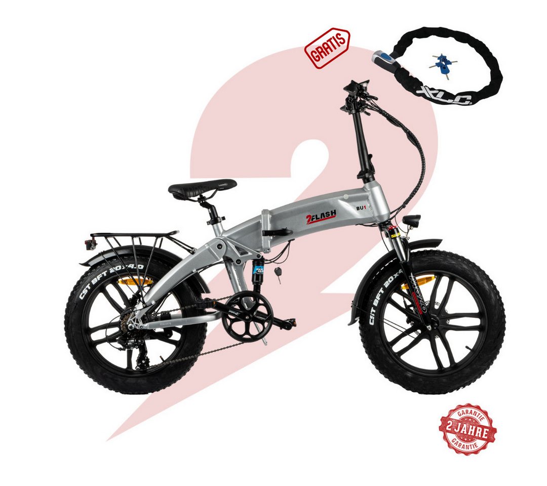 2FLASH E-Bike 2Flash BU1 Foldable E-Bike, 20 Zoll, Klapprad, (576Wh), 7 Gang, Kettenschaltung, Heckmotor, 576,00 Wh Akku, (1 tlg), klappbar, StVZO von 2FLASH