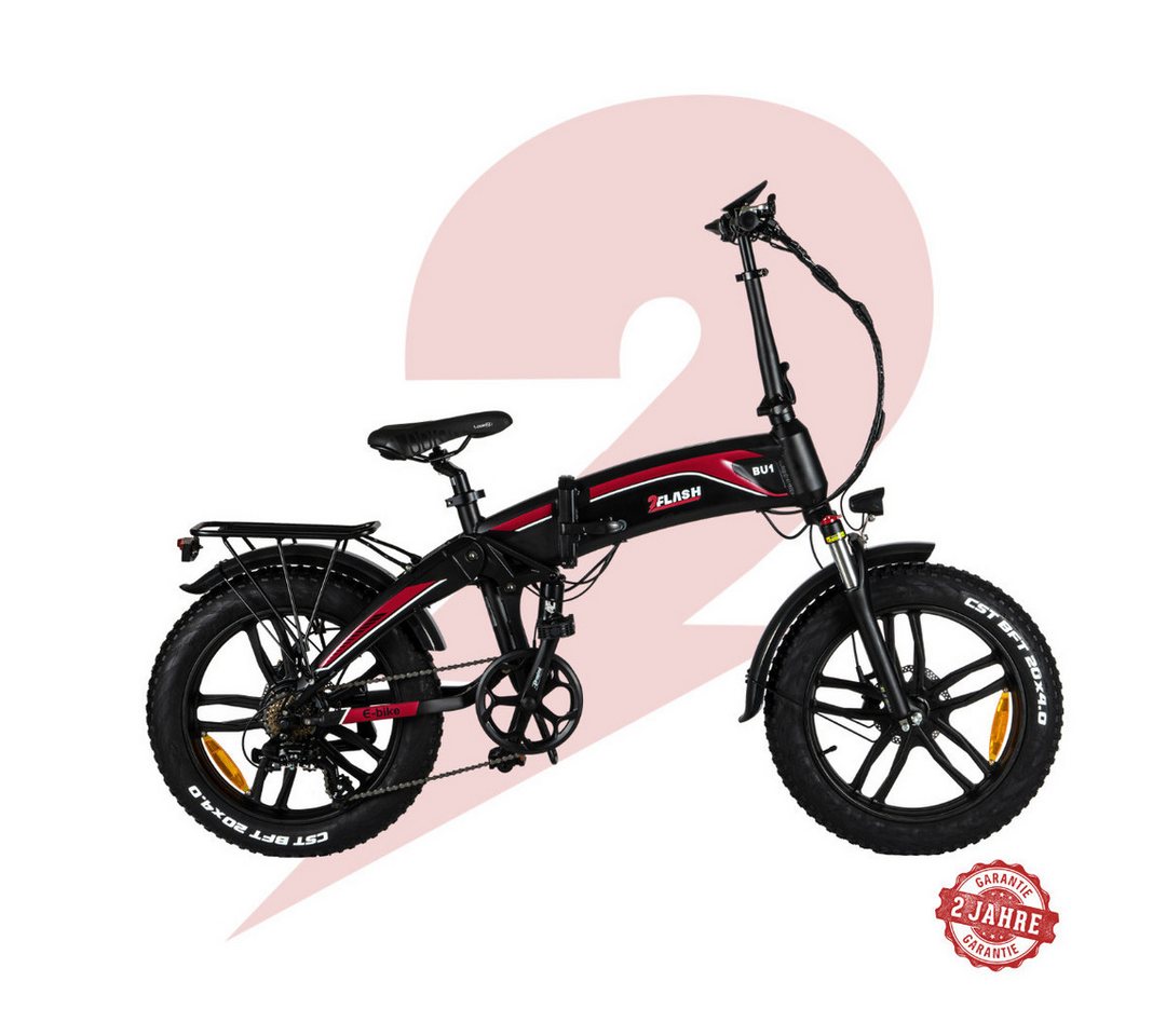 2FLASH E-Bike 2Flash BU1 Foldable E-Bike, 20 Zoll, Klapprad, (576Wh), 7 Gang, Kettenschaltung, Heckmotor, 576,00 Wh Akku, (1 tlg), klappbar, StVZO von 2FLASH