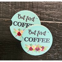 But First Coffee Home Dekor Untersetzer Auto Neues Zuhause Geschenk Set Von 2 von 2GirlsForever