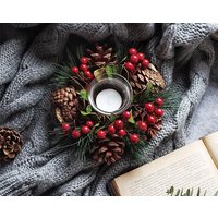 Weihnachten Urlaub Kranz Kerzenhalter-Saisonal Teelichthalter-Holly Wreath Wall Decor von 2LovenHappiness