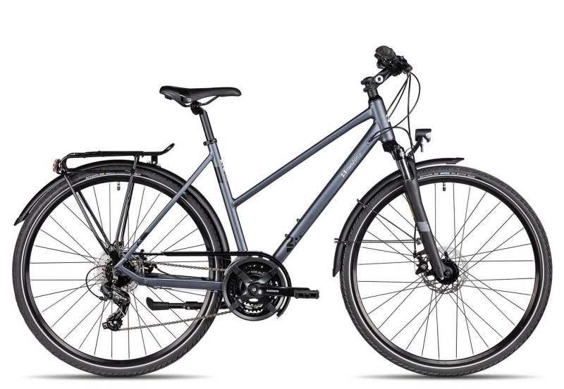 2R Manufaktur Trekkingrad TRS GO Trapez, 21 Gang Shimano Tourney RD-TY300-7 Schaltwerk, Kettenschaltung, Shimano Tourney Kettenschaltung schwarz/grau von 2R Manufaktur