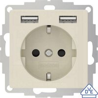 2USB 2U-449290 Unterputz-Steckdose VDE, mit USB, erhöhter Berührungsschutz IP20 Creme-Weiß, Glanz von 2USB