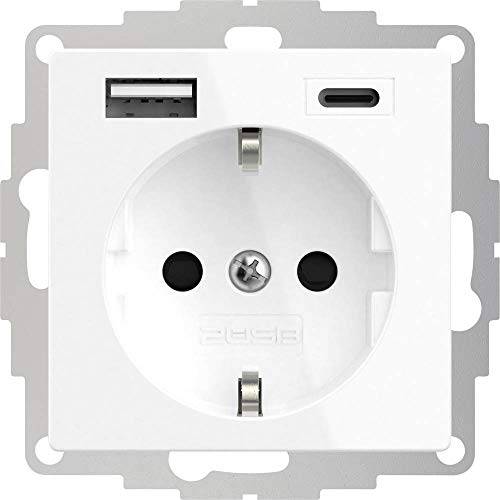 2USB 2U-449511 1fach Schutzkontakt-Steckdose mit USB-Ladeausgang, erhoehter Beruehrungsschutz, VDE I, Reinweiß (RAL 9010) von 2USB