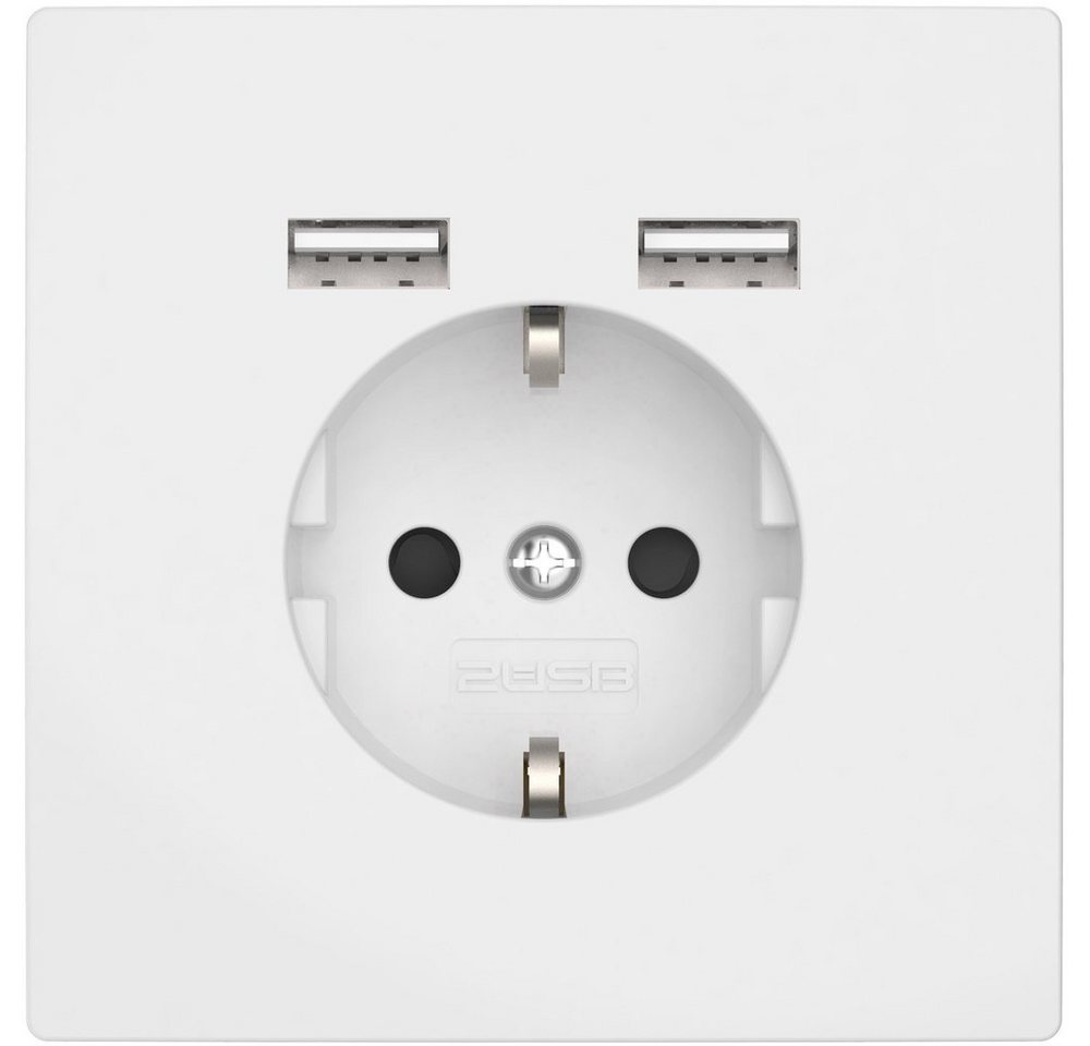 2USB Steckdose 2USB 2U-449061 Unterputz-Steckdose mit USB Reinweiß (glänzend) von 2USB