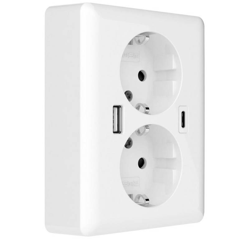 2USB Steckdose 2USB 2U-449221 Unterputz-Dose mit USB-C®, mit USB-Ladeausgang Weiß von 2USB