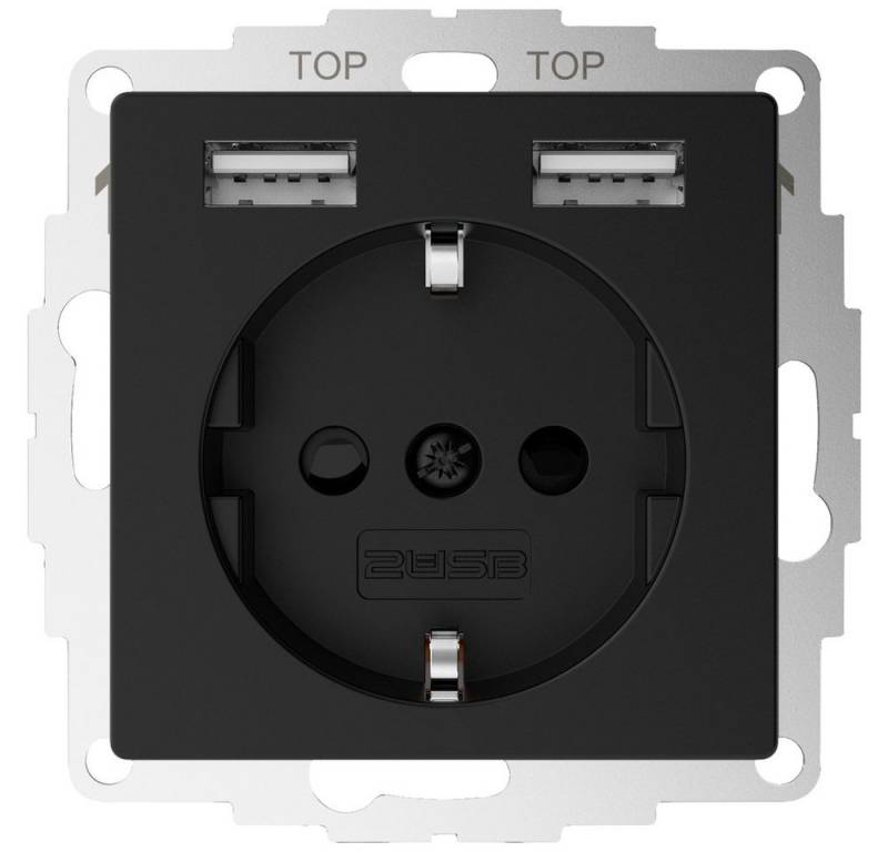 2USB Steckdose 2USB 2U-449634 Unterputz-Dose Schwarz (matt) von 2USB