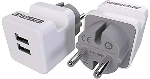 2USB easyCharge plugin Reiseadapter mit USB AA Ports Telefonhalterung - Duo Verpackung Duo Pack von 2USB