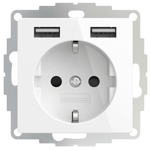 2USB inChargePRO USB AA Steckdose 12W 2.4A Glänzend Weiß von 2USB