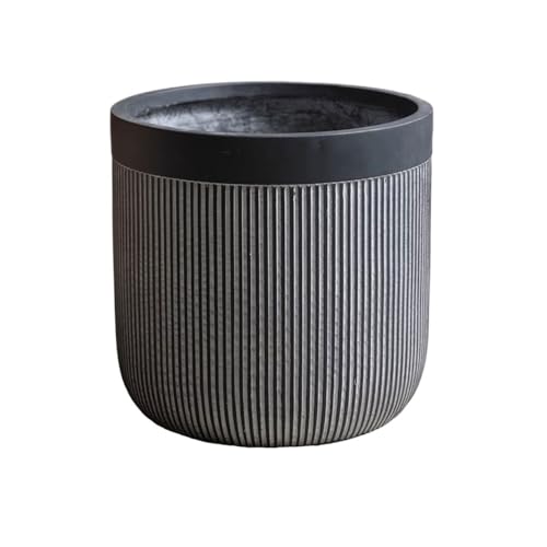 2WFYJNITP Dekorativ Großes Kaliber mit Streifen Blumentopf for Zuhause und draußen, runder Pflanztopf aus Magnesiumton für Zimmerpflanzen von 2WFYJNITP