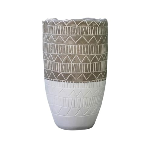 2WFYJNITP Dekorativ Hoher, runder Pflanztopf mit geometrischem Muster, Keramik-Blumentopf for drinnen und draußen für Zimmerpflanzen von 2WFYJNITP