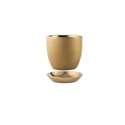 2WFYJNITP Dekorativ Keramik-Blumentopf im Luxus-Stil mit Tablett, Orchidee, Phalaenopsis, Wohnzimmer, Innenbereich, einfach für Zimmerpflanzen(Gold,Mittel) von 2WFYJNITP
