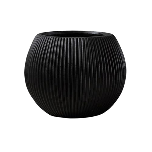 2WFYJNITP Dekorativ Runder Scrub-Blumentopf mit Streifen, Pflanzgefäß aus Magnesiumton for drinnen und draußen für Zimmerpflanzen von 2WFYJNITP