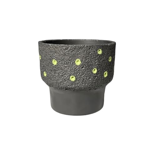 2WFYJNITP Dekorativ Schwarzer Blumentopf mit Punkten, runder aus Zement Ablaufloch, for Balkon, Wohnzimmer, Küche, Garten, Pflanzenbehälter für Zimmerpflanzen(Groß) von 2WFYJNITP