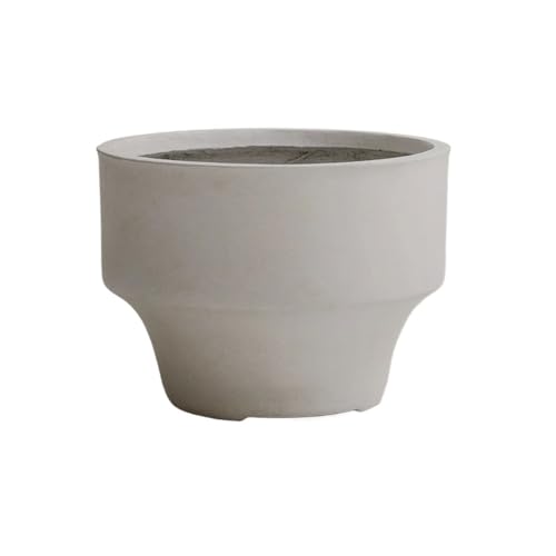 2WFYJNITP Dekorativ Tisch-Pflanzgefäß for drinnen und draußen, rund, Magnesium-Ton, Blumentopf mit Drainagelöchern für Zimmerpflanzen von 2WFYJNITP