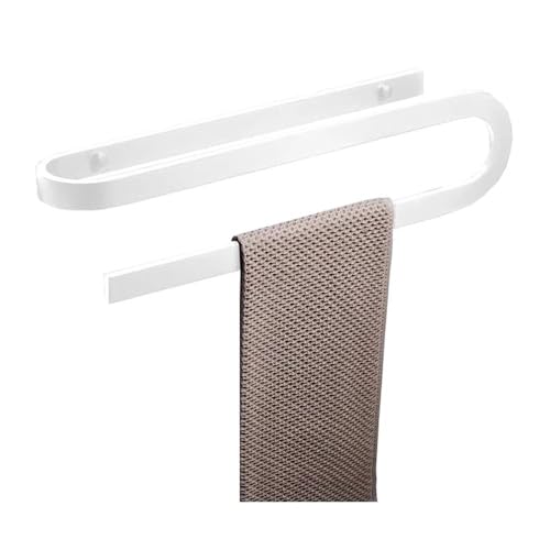 2WFYJNITP Küche Badetuchhalter, kreativer minimalistischer Handtuchhalter, verdickter Handtuchhalter aus Aluminium ohne Bohren zur Wandmontage für Duschgel(Weiß) von 2WFYJNITP