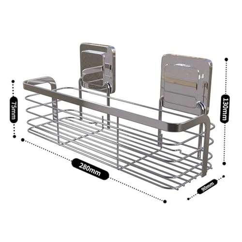 2WFYJNITP Küche Duschcaddy, selbstklebendes Duschregal for Aufhängen, Duschregale aus Edelstahl, an der Wand montierter Aufbewahrungskorb ohne Bohren for Badezimmer und Küche für Duschgel(Silver) von 2WFYJNITP