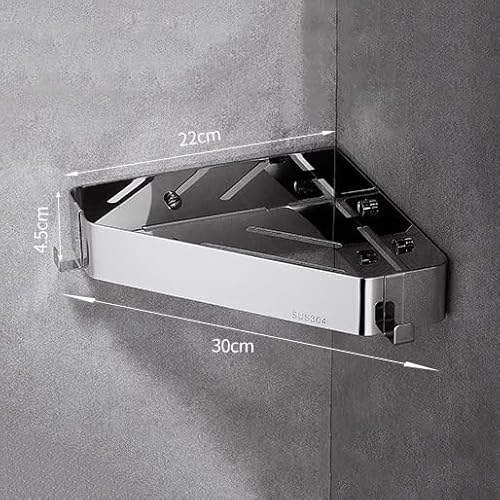 2WFYJNITP Küche Eck-Badezimmerregal, wandmontiertes Eck-Duschregal, Dusch-Organizer aus 304 Edelstahl ohne Bohren mit 2 Haken, 3 Farben für Duschgel(Schwarz) von 2WFYJNITP