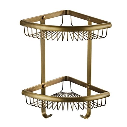 2WFYJNITP Küche Eck-Duschregal mit 2 Ebenen, wandmontierter Dusch-Eckkorb aus Kupfer, Stabiler Wand-Eckregal-Organizer mit 2 Haken, Schraubenmontage für Duschgel 2WFYJNITP Küche Eck-Duschregal mit 2 Ebenen, wandmontierter Dusch-Eckkorb aus Kupfer, Stabiler Wand-Eckregal-Organizer mit 2 Haken, Schraubenmontage für Duschgel von 2WFYJNITP