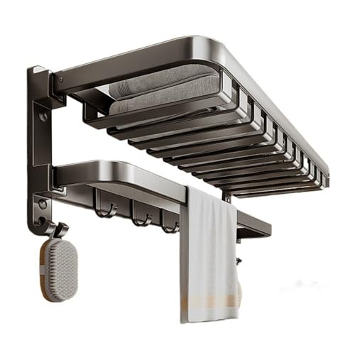 2WFYJNITP Küche Handtuchregal-Organizer, wandmontierter Handtuchhalter aus Aluminium mit Handtuchstange und 7 Haken, Faltbarer Handtuchhalter ohne Bohren for Badezimmer und Toilette für Duschgel 2WFYJNITP Küche Handtuchregal-Organizer, wandmontierter Handtuchhalter aus Aluminium mit Handtuchstange und 7 Haken, Faltbarer Handtuchhalter ohne Bohren for Badezimmer und Toilette für Duschgel von 2WFYJNITP