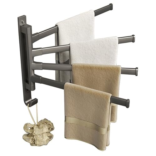 2WFYJNITP Küche Um 180° drehbarer Handtuchhalter zur Wandmontage, 4 Stangen, mehrstufige Anpassung, Grau für Duschgel von 2WFYJNITP
