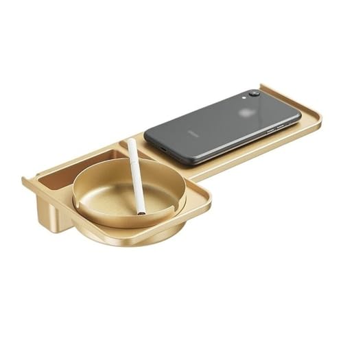 2WFYJNITP Küche Wall Mounted Batahroom Rack, Modern Plastic Toilet Shelf with Stainless Steel Ashtray, No Drilling Toilet Storage Rack Space Saving Bathroom Storage für Duschgel(Gold) von 2WFYJNITP